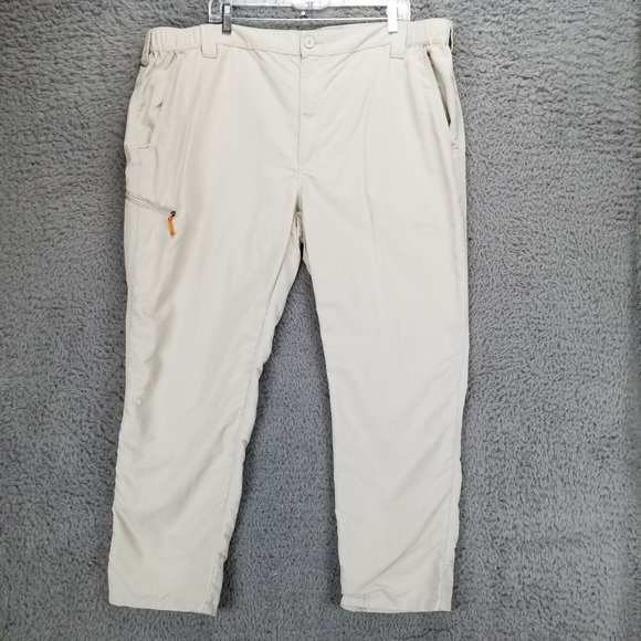 Orvis Pants Mens XXL Beige Nylon High Rise Zip Cargo Pocket Fishing - Picture 1 of 14